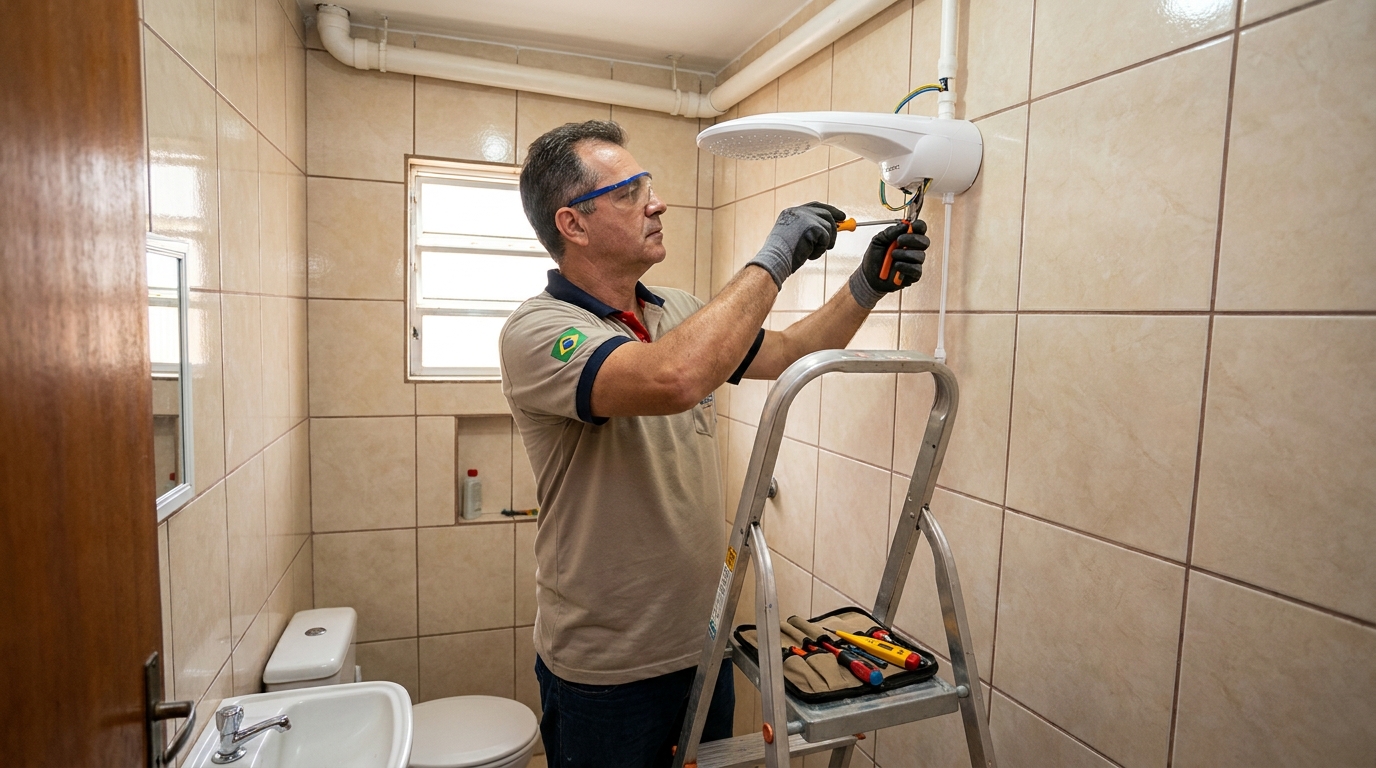 Substituição de Chuveiro Antigo em Salvador‑BA